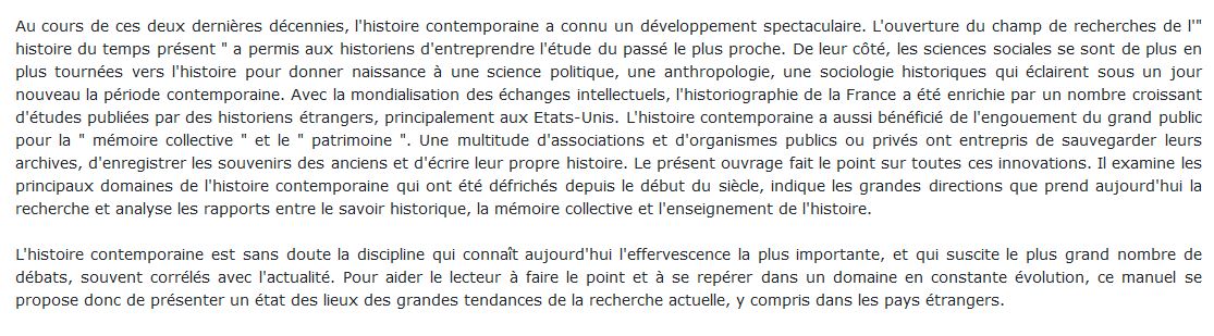 l'histoire contemporaine