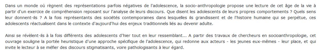 socio-anthropologique jeunesse
