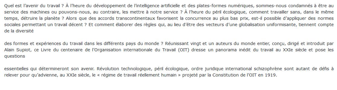 travail au XXIè siècle