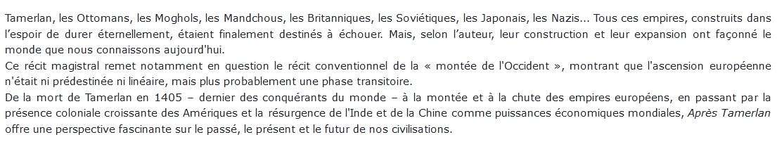 Après Tamerlan, de 1400 à nos jours