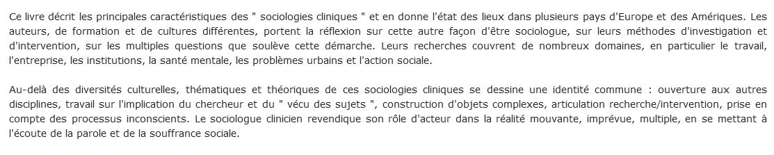 Sociologies cliniques livre