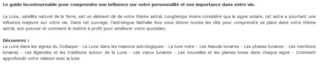 Astrologie de la Lune, de Nathalie Ros 
