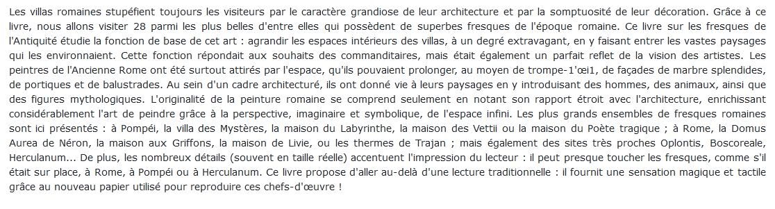 Fresques des villas romaines beau livre
