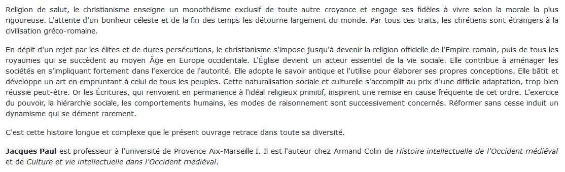 Le Christianisme Occidental Au Moyen Âge