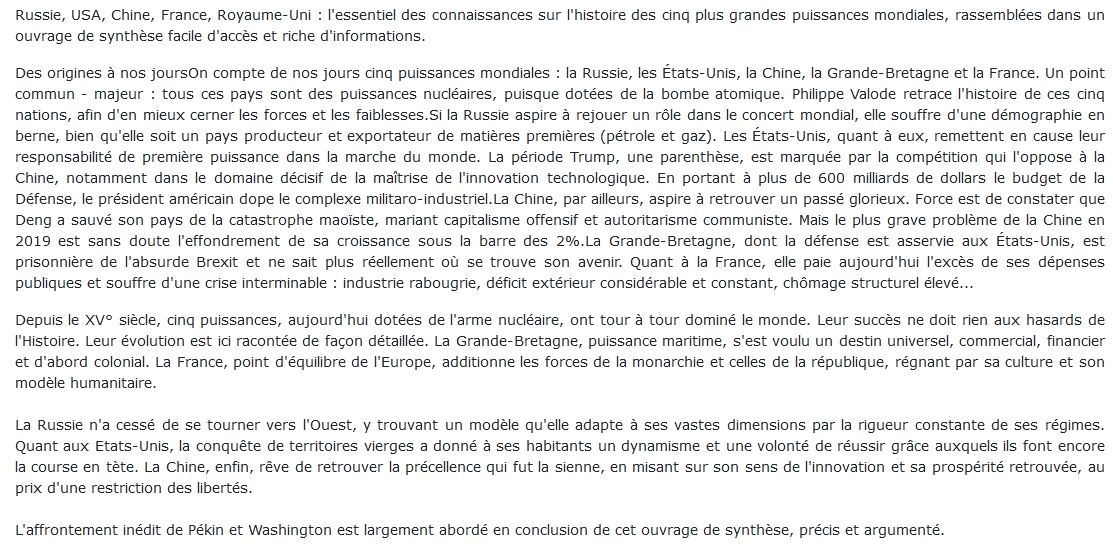 cinq grandes puissances