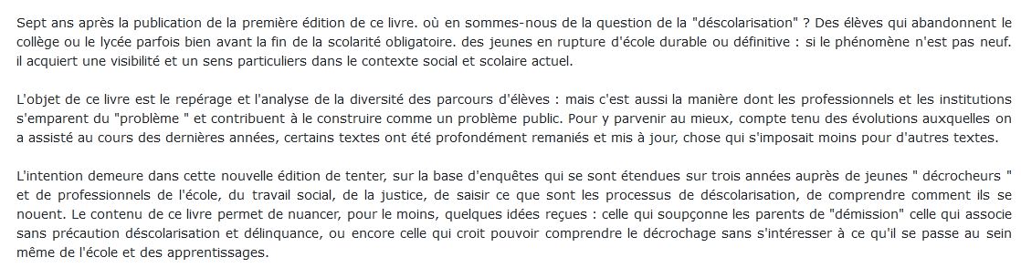 déscolarisation