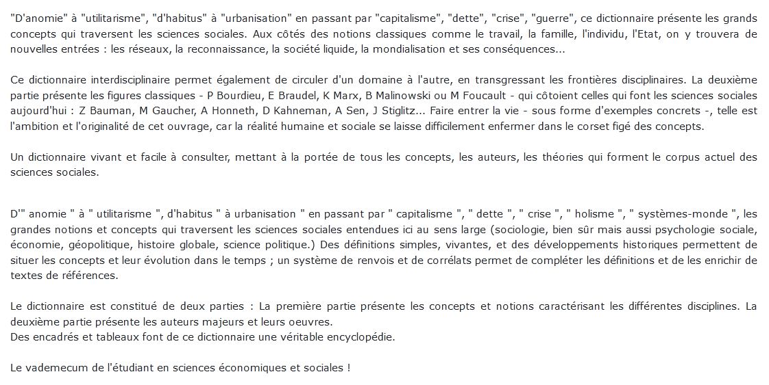 Dictionnaire des sciences sociales