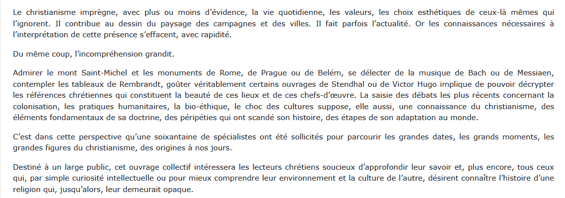 Histoire du christianisme, Alain Corbin
