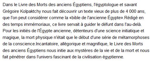  Livre des morts des anciens Égyptiens, Grégoire Kolpaktchy 