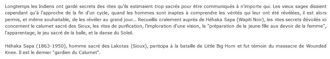 Rites secrets des indiens Sioux