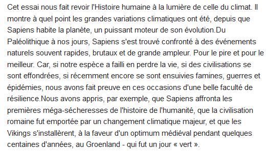 Sapiens et le climat- une histoire bien chahutée