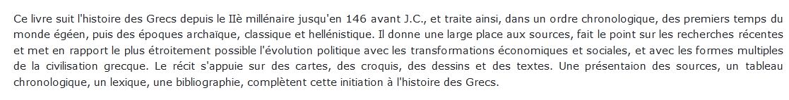 Histoire grecque Claude Orrieux, Pauline Schmitt Pantel 
