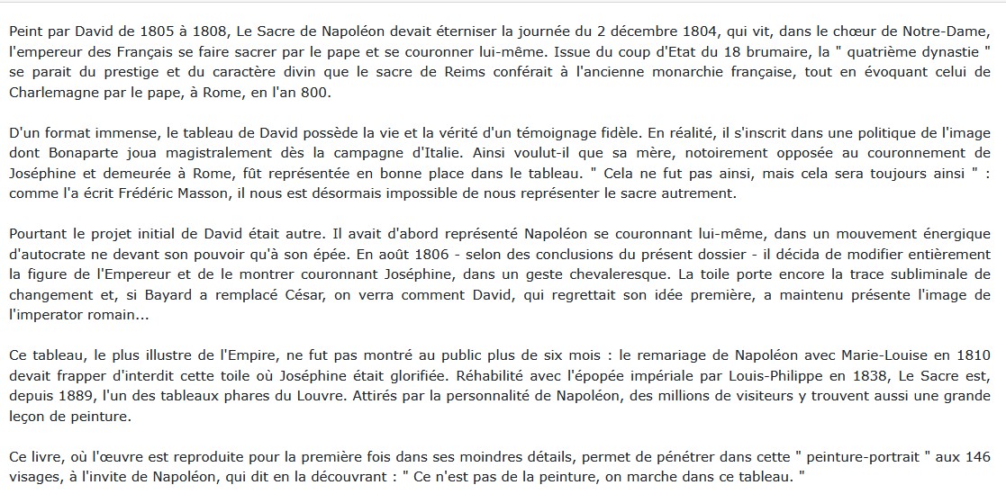 Le Sacre de Napoléon - Peint par David