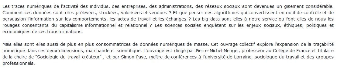 Les sciences sociales face à la quantification massive des individus