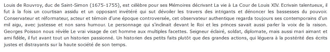 Monsieur de Saint-Simon biographie
