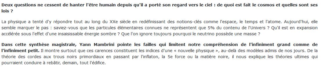 Comprendre les lois ultimes du cosmos