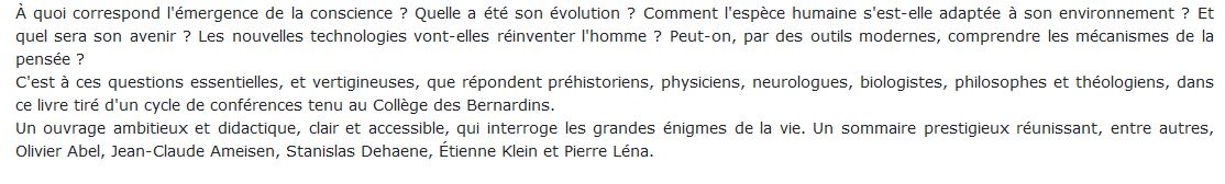 Emergence de la conscience