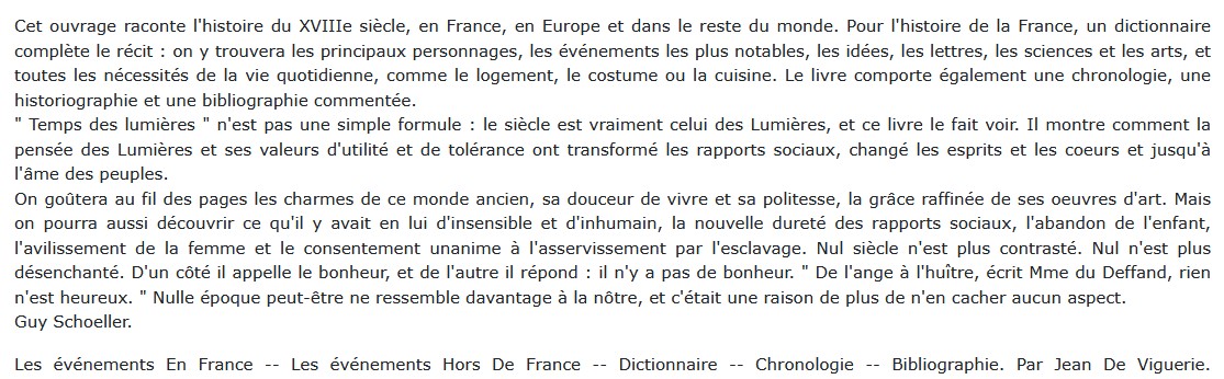 Histoire et dictionnaire du temps des Lumières, Jean de Viguerie