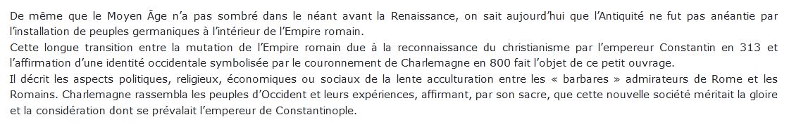 L'Occident de 313 à 800