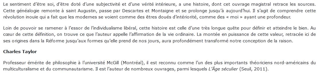 La formation de l'identité moderne
