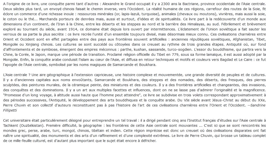 Les Arts de l'Asie Centrale - beau livre