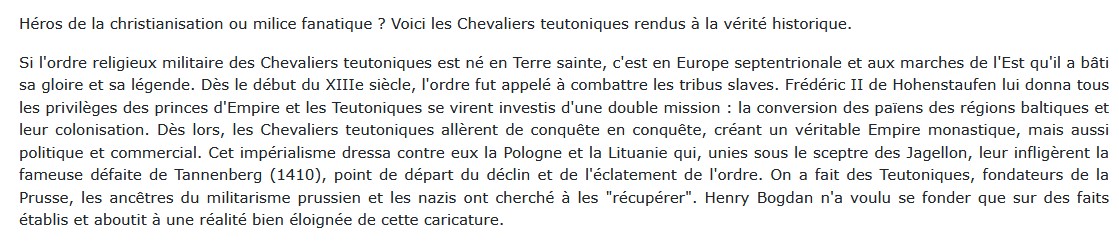 Les Chevaliers teutoniques, Henry Bogdan