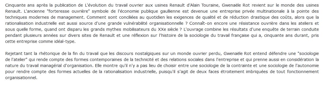 Renault, le travail ouvrier et le sociologue