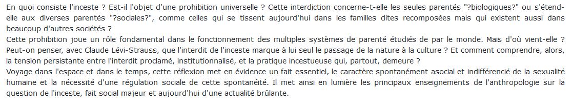interdit de l'inceste à travers les sociétés