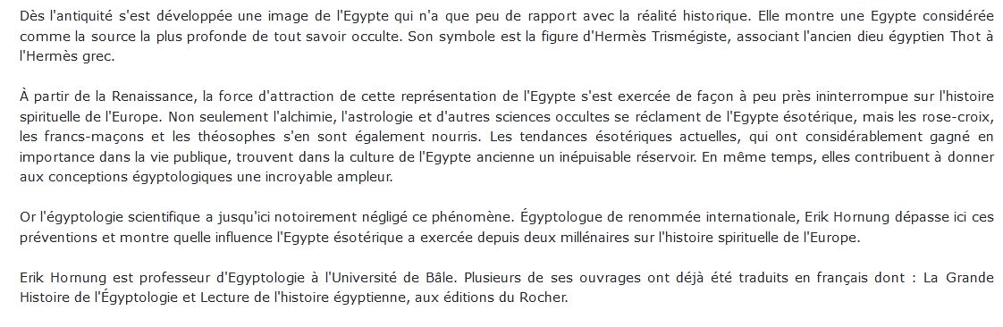 Le savoir occulte des Egyptiens et son influence en Occident