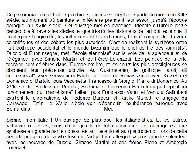 peintres de Sienne beau livre
