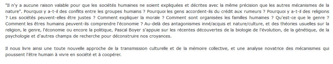 La fabrique de l'humanité BOYER