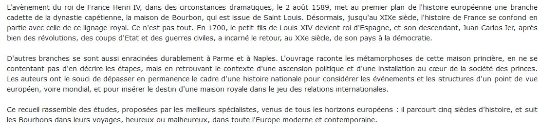 La présence des Bourbons en Europe