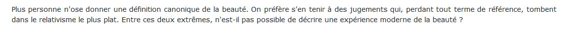 L'idée de Beau - philosophie