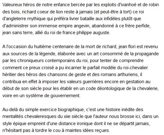  Richard Coeur de Lion, Jean Flori 