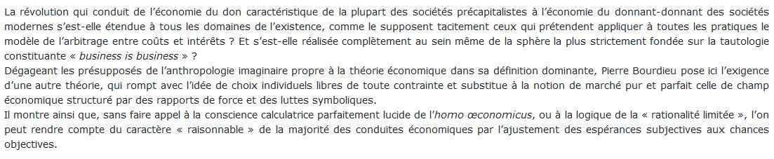 Anthropologie économique bourdieu