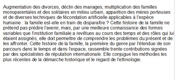 Histoire de la famille ethnologie