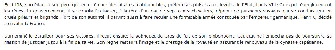 Histoire des Rois de France - Louis VI, 1108-1137