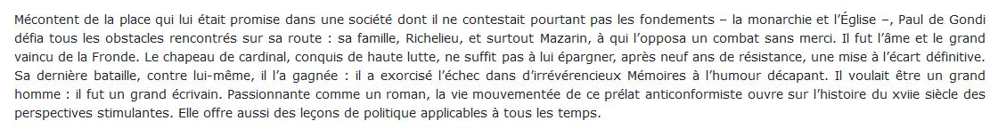 La Vie du Cardinal de Retz  Simone Bertière 