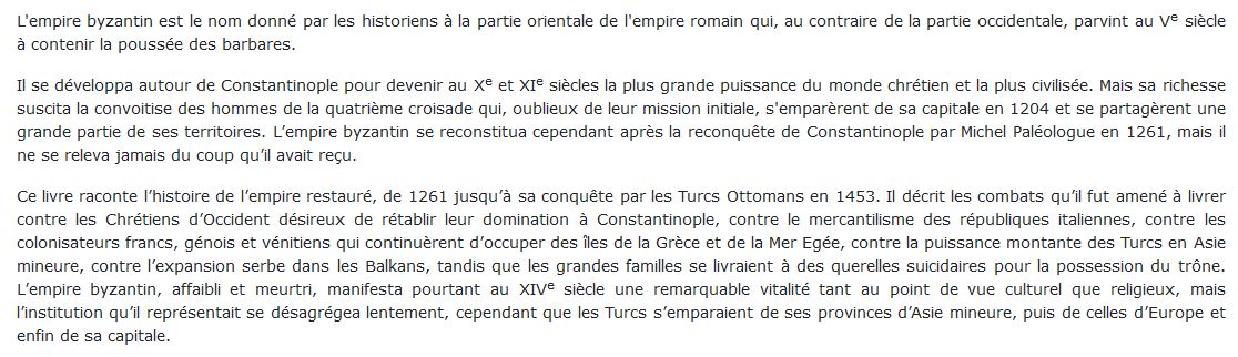 Les Derniers Siècles de Byzance,