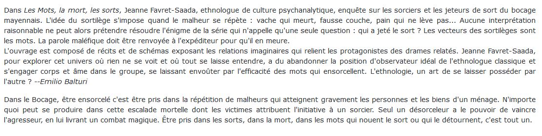 Les mots, la mort, les sorts - jeanne