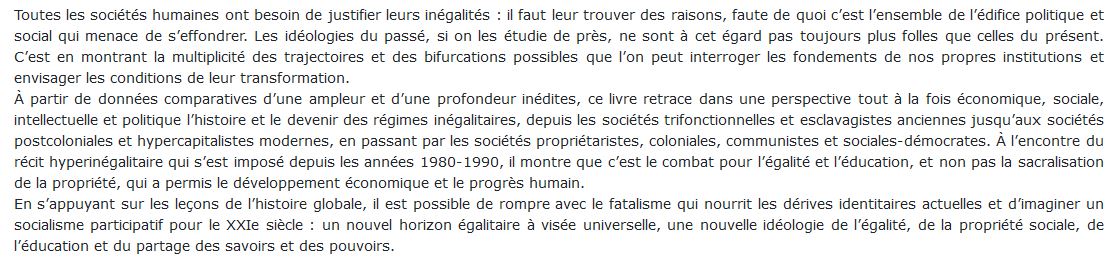 Capital et idéologie, Thomas Piketty 