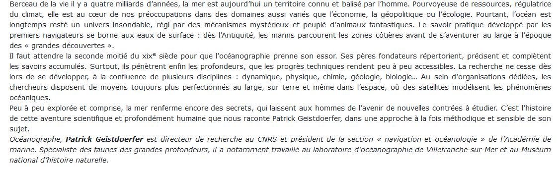 De la surface aux abysses