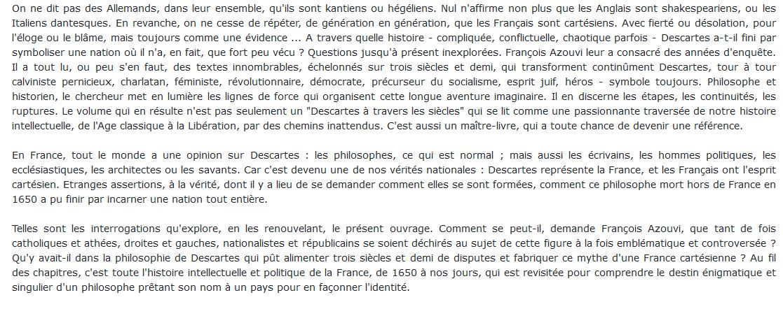 Descartes et la France