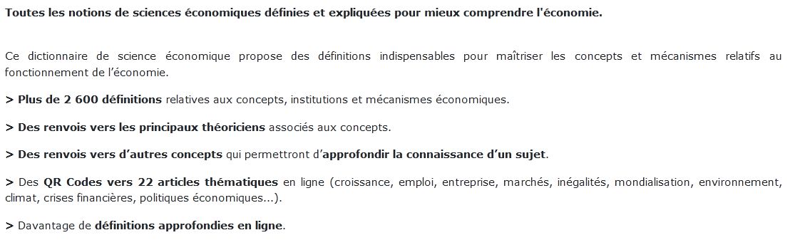 Dictionnaire de science économique 2024