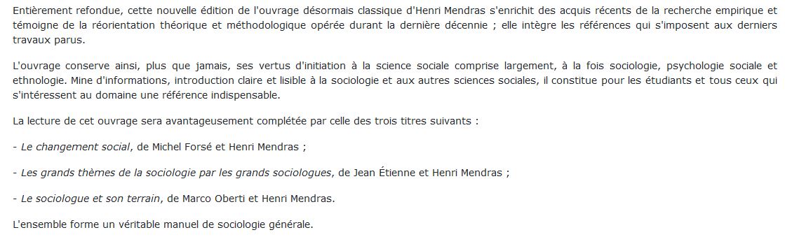 Eléments de sociologie henri mendras
