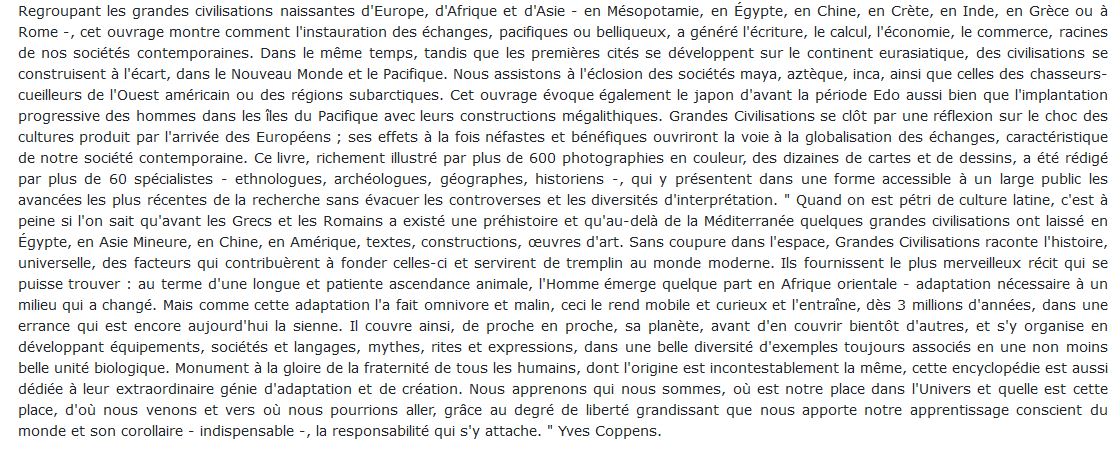 Grandes civilisations livre