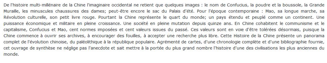 Histoire de la Chine livre