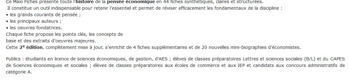 Histoire de la pensée économique - 2e éd