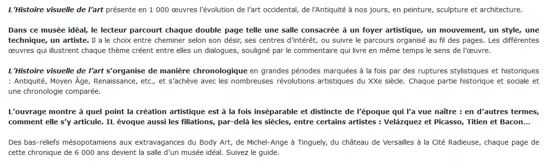 Histoire visuelle de l'art livre