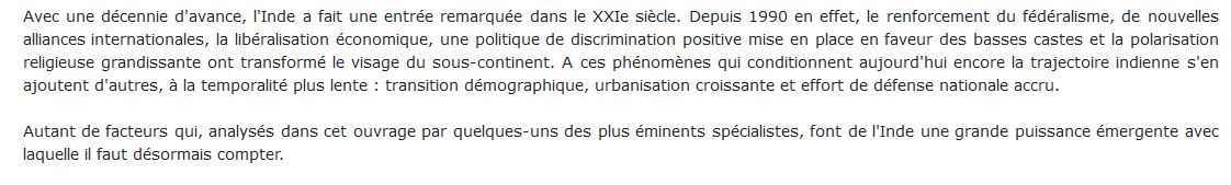 L'Inde contemporaine livre
